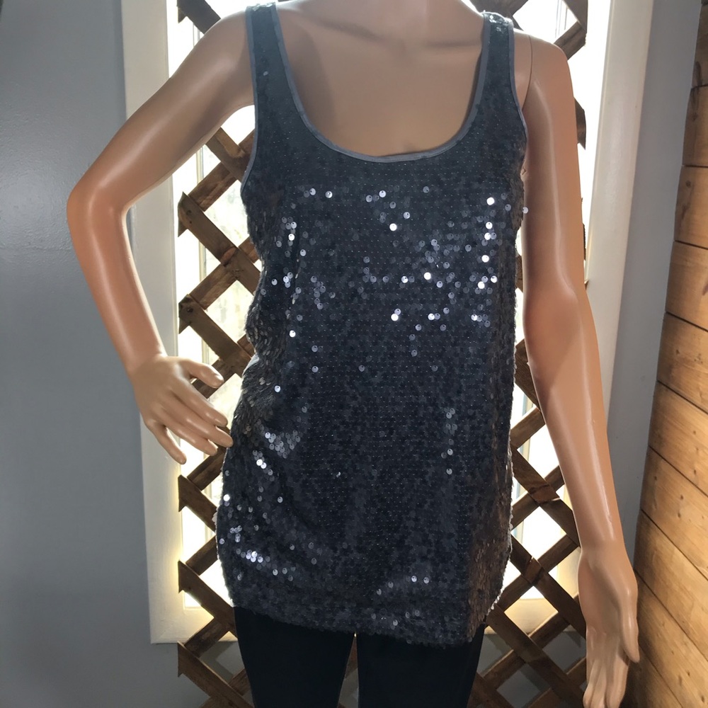 Gray tank top with gold sparkles size medium